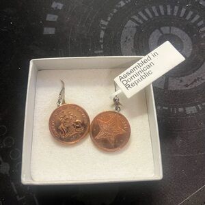 Copper Coin Drop Earrings